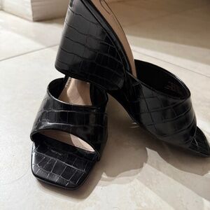 Black Wedge Slip On Shoe